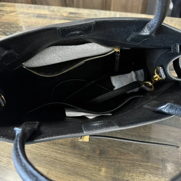 Veronica Beard Large Dash Tote Bag Black Pebble Leather with Dust Cover NEW - Picture 7 of 9